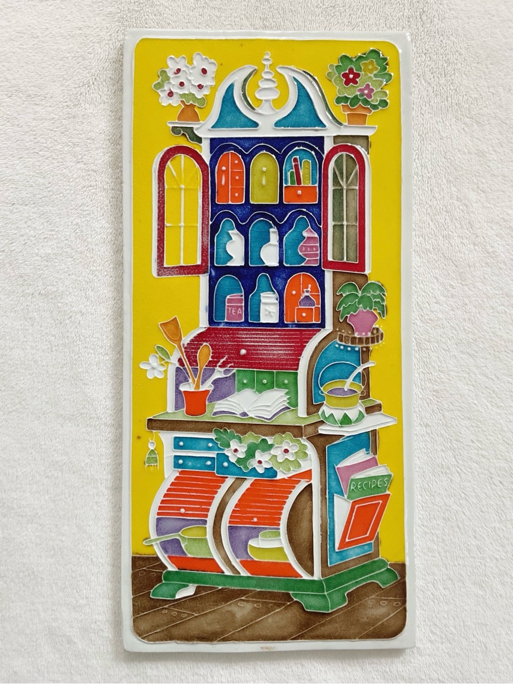 Vintage Creazioni Luciano Italy Tube-Lined Ceramic Kitchen Wall Plaque c. 1980